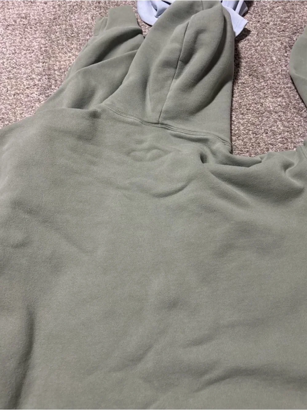 Essentials Fear of God Olive Green Hoodie with Light Gray Logo - Picture 2 of 3